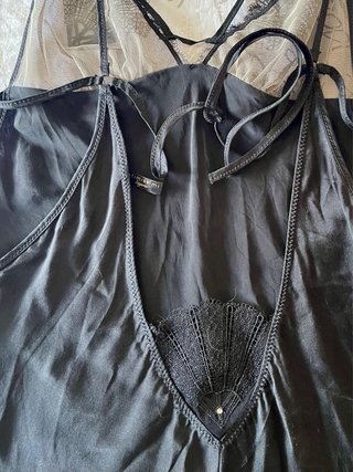 Camisón lencería encaje y saten negro