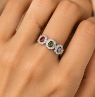 Anillo plata con piedras de colores