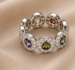 Anillo plata con piedras de colores