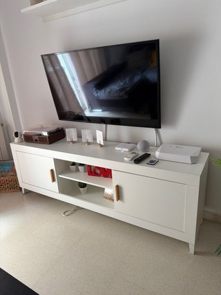 Mueble TV y Estantería Blanca