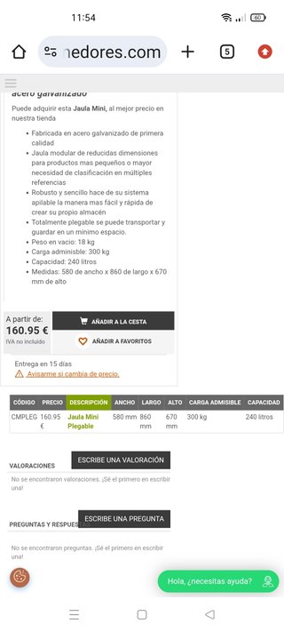 Jaula Metálica Plegable Acero Galvanizado
