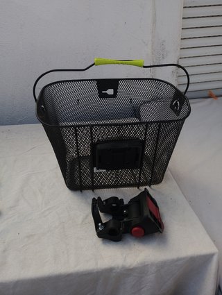 Cesta Bicicleta BTWIN Negra y soporte