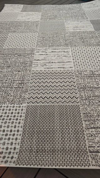Alfombra Interior/Exterior Gris y Blanca