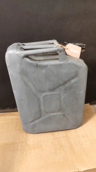 Bidón Jerrycan militar gris decoración colección