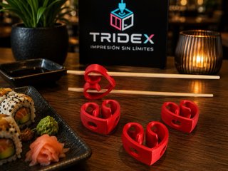 Soportes Palillos Sushi 3D Corazón - Set de 6
