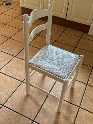 4 sillas de cocina madera y mimbre