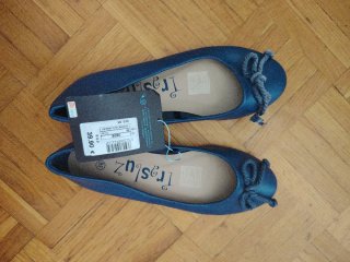 Bailarinas Trasluz Azul Talla 36 Nuevas