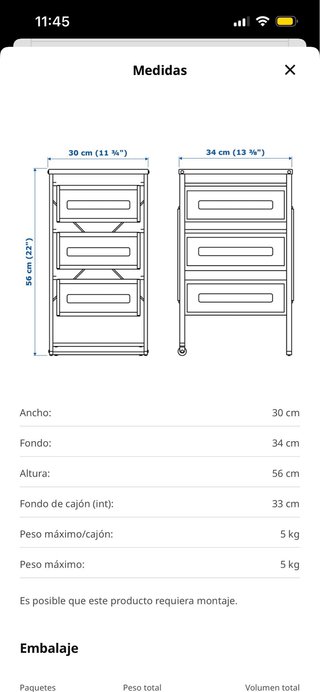 Cajonera Metálica Blanca IKEA