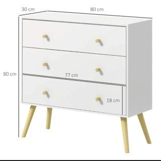 Cómoda blanca con patas de madera