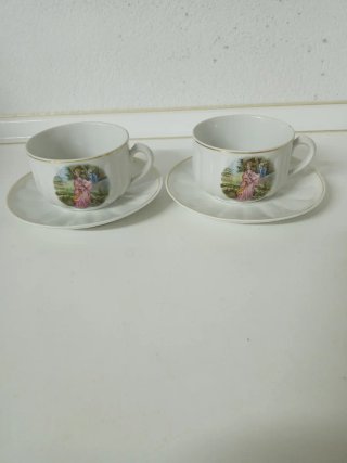 2 Tazas de té o chocolate con sus platos