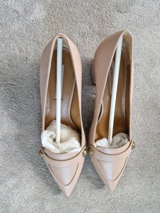 Zapatos Pura López Tacon Bajo Beige/Rosa