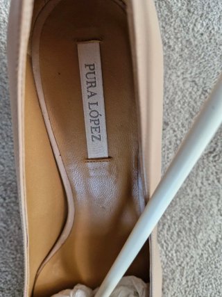 Zapatos Pura López Tacon Bajo Beige/Rosa