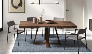 Mesa extensible de comedor moderna con patas mader