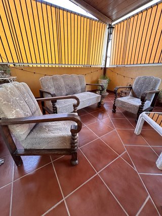 Conjunto Sofás Antiguos Madera y Tela