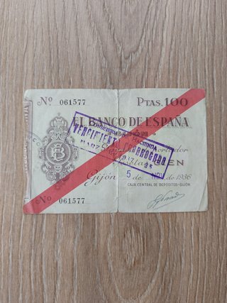 Billete 100 pesetas 1936-1937