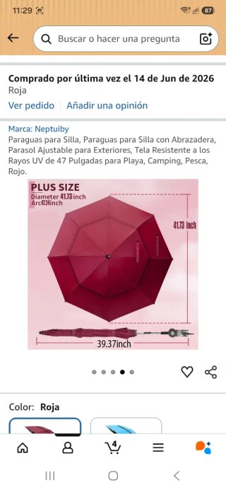 Sombrilla grande para silla, hamaca. NUEVA