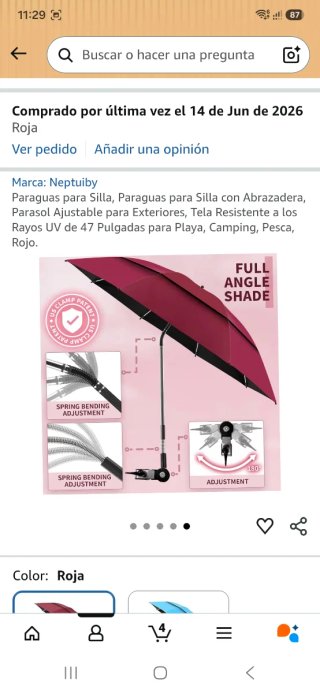 Sombrilla grande para silla, hamaca. NUEVA