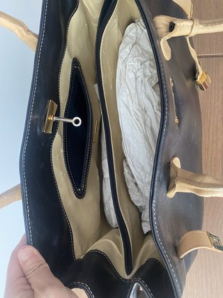 Bolso Peñalba negro y beige piel candado