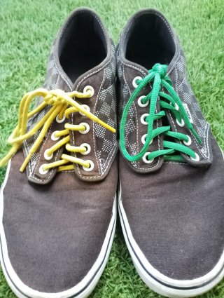 Zapatillas Vans Negras con Cordones Verdes y Amari