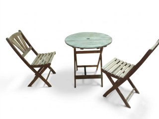 Mesa y 2 Sillas Jardín Madera Plegables