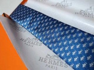 Corbata Hermès Azul y Plateada