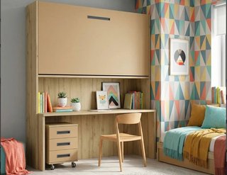 Cama abatible con escritorio y armario YBN3