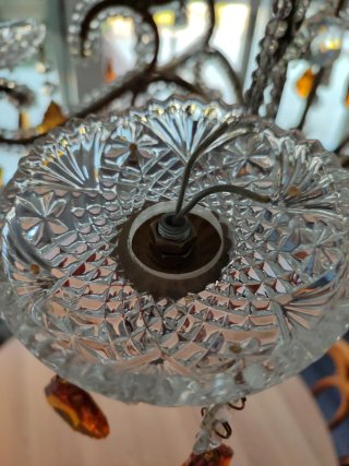Lámpara de techo de cristal y metal