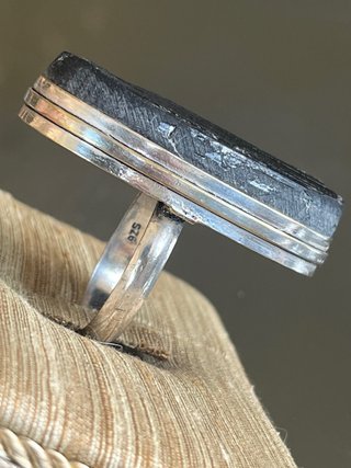 Anello vintage argento 925 e tormalina nera