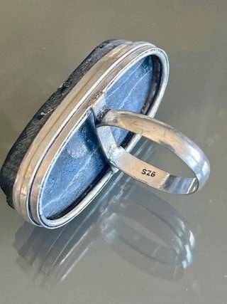 Anello vintage argento 925 e tormalina nera