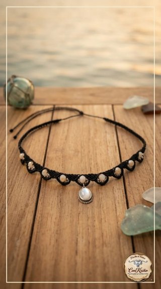 ¡Rebajas! Gargantilla Macramé Piedra Luna y Crista