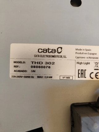 Placa de inducción Cata 2 fuegos. Modelo THD 302