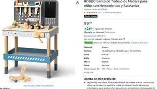 Banco de trabajo de madera para niños