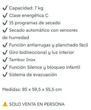 Secadora Cecotec 7200 V Dresscode Dry PARA PIEZAS