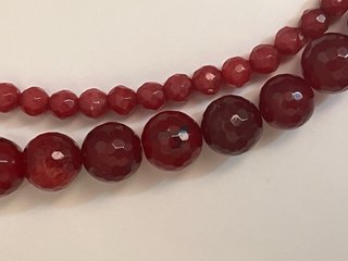 Collana perle agata rossa e vera pelle