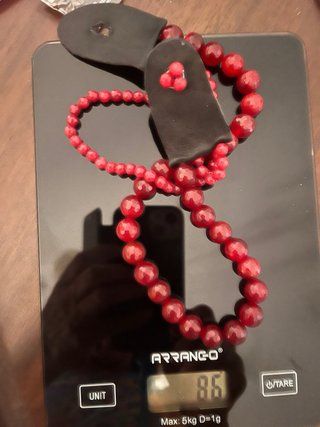 Collana perle agata rossa e vera pelle