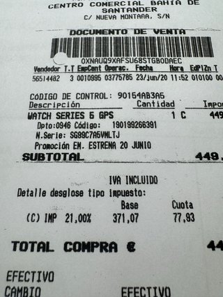 Apple Watch S5 GPS + 3 correas