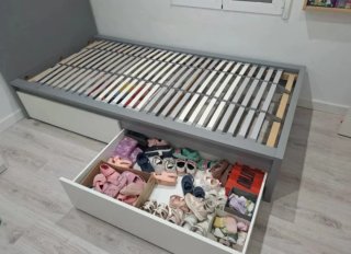 Cama Ikea Malm Gris + Somier