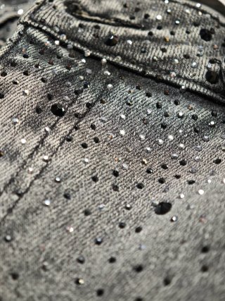 Vaqueros Laulia wide leg pedrería gris