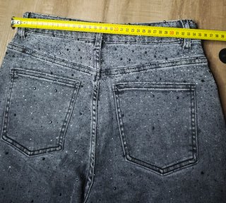 Vaqueros Laulia wide leg pedrería gris