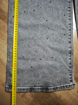 Vaqueros Laulia wide leg pedrería gris