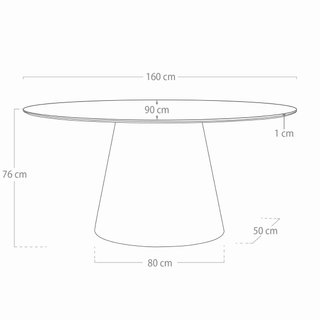 Mesa de comedor ovalada Deva (Vaukura) 160x90 cm