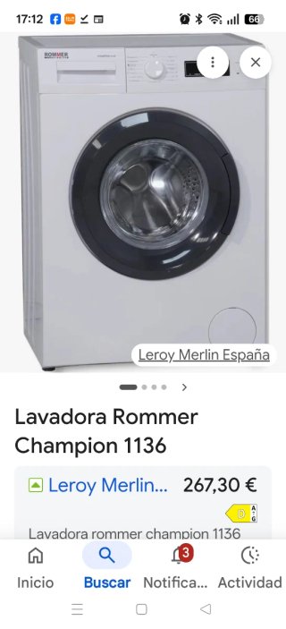 Lavadora Rommer Champion 1136 sin usar