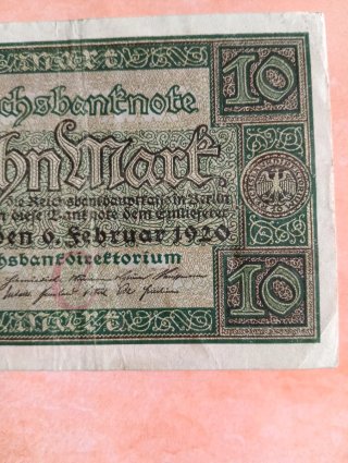 10 Reichbank Mark 1920