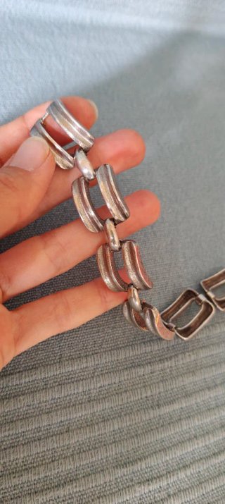 Pulsera ancha plata eslabones