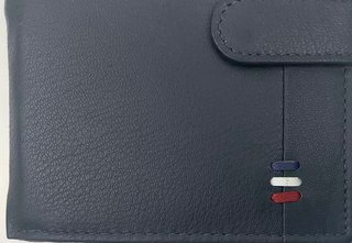 Cartera de piel azul marino -bandera Francia