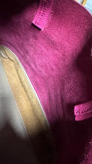 Bolso PG rosa y beige de piel mediano