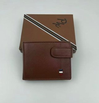 Cartera de piel marrón -bandera Francia