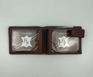 Cartera de piel marrón -bandera Francia
