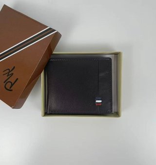 Cartera de piel marrón oscuro -bandera Francia