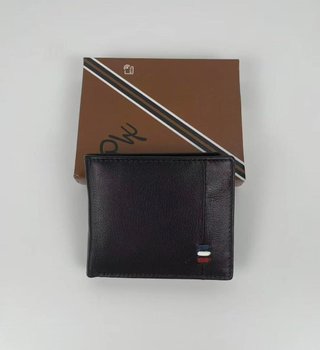 Cartera de piel marrón oscuro -bandera Francia